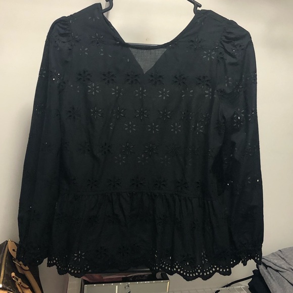 Madewell Eyelet Keyhole Peplum Top - Picture 6 of 8